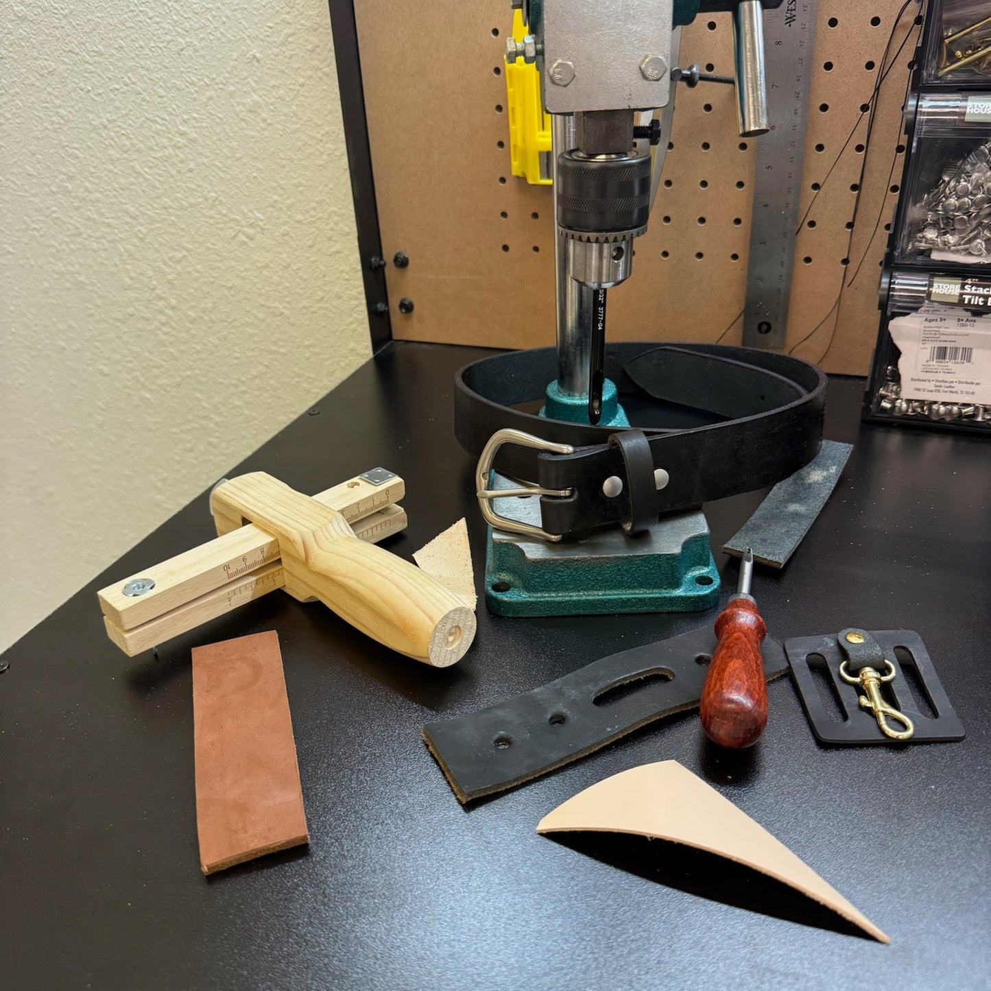 workhorse on the bench with tools